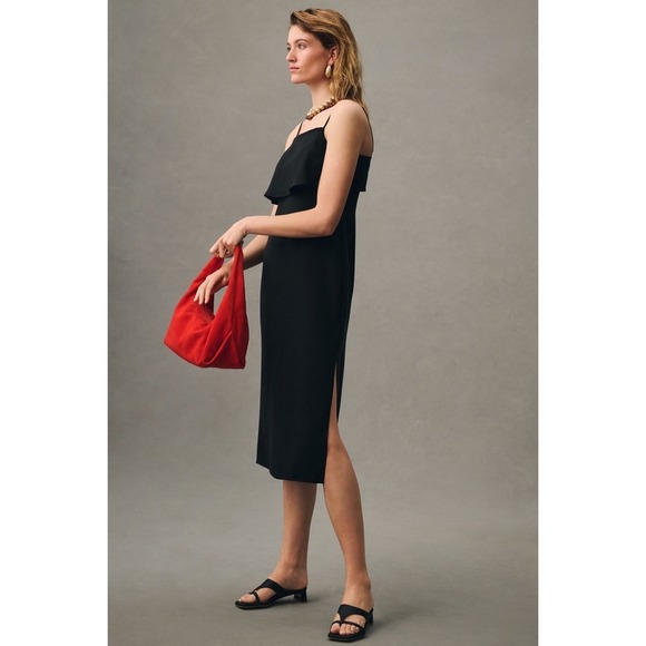 Anthropologie NWT Black Layered Top Midi Dress, Size 6 - Picture 9 of 16